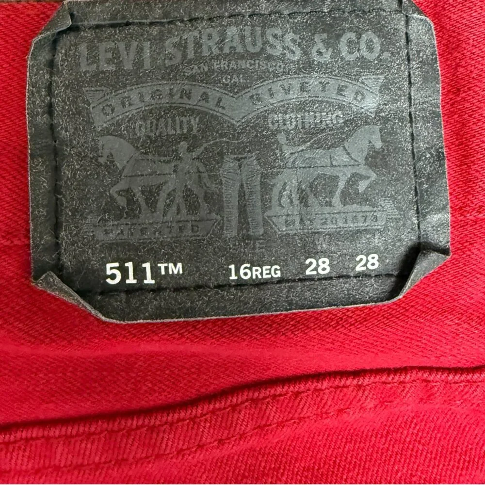 LEVI'S® 511™ Men's Slim Fit‎ Straight Leg Jeans Red Black Patch | W28 x L28